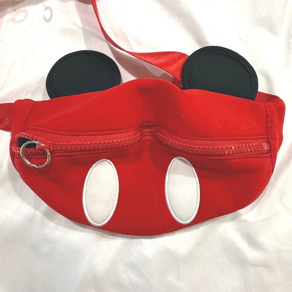 Disney Store Mickey Mouse Red Shorts Fanny Pack Waist Bag with 3D Ears One Size - Picture 8 of 8